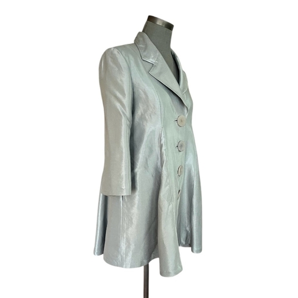 Womens Jacket Credibility Silver Cocktail Jacket Lined Button Front Linen Jacket - Picture 3 of 6